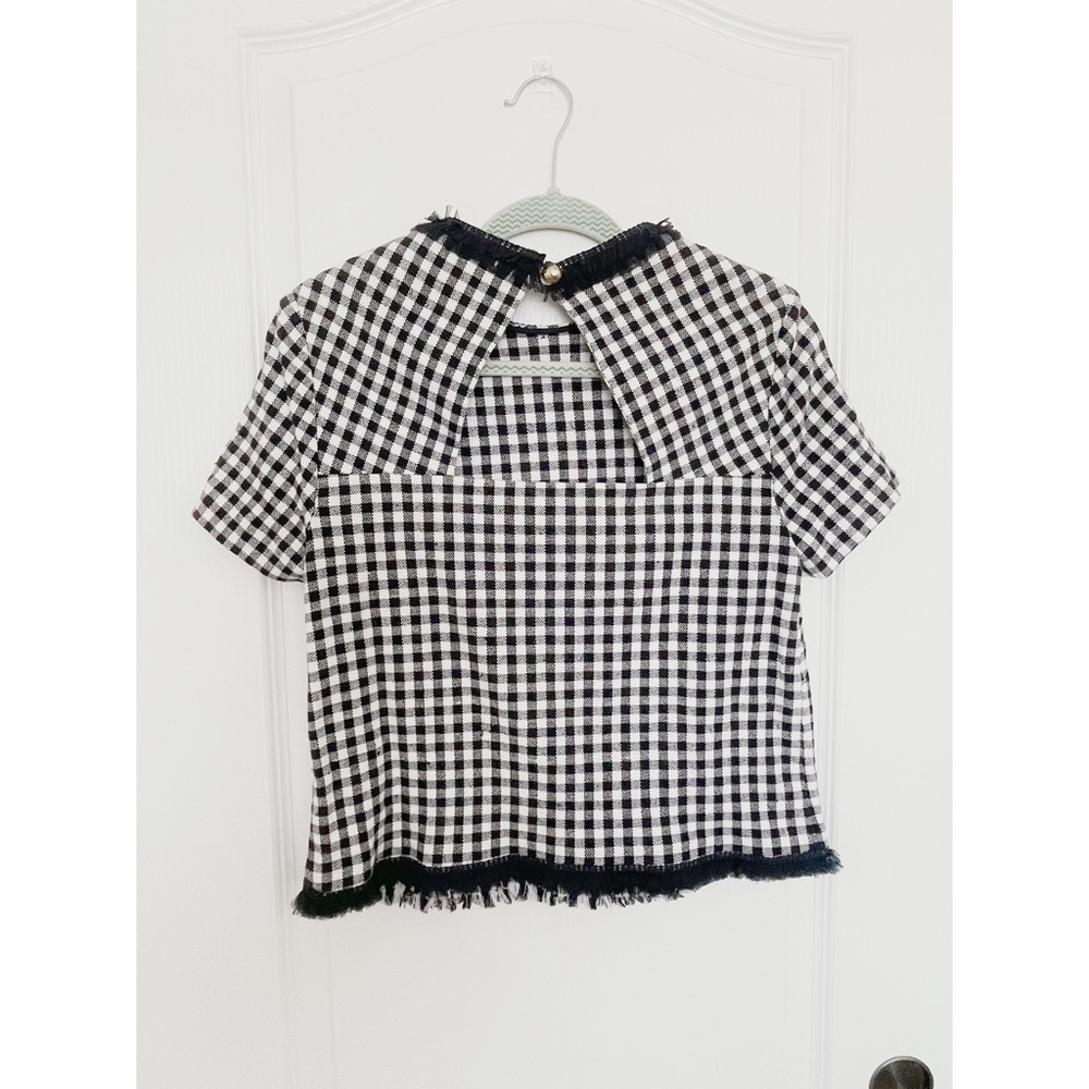 Draper James Gingham tulle trim top - Picture 4 of 5